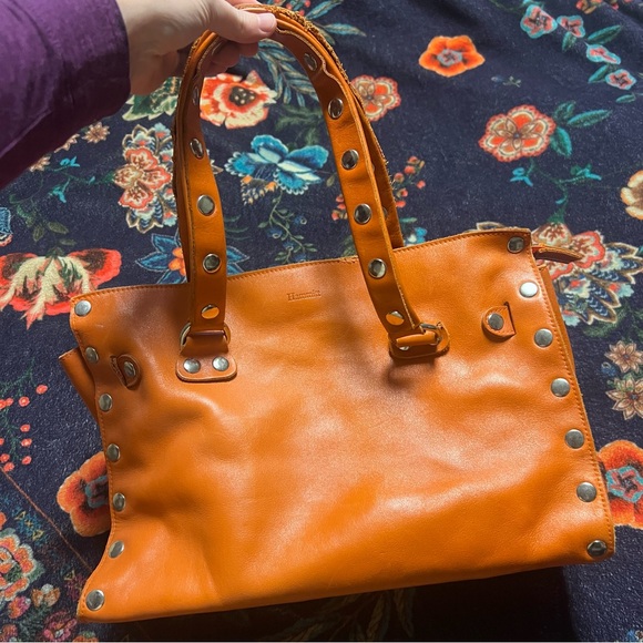 Hammitt Vibrant Orange large Leather Tote with Studs - Picture 3 of 11